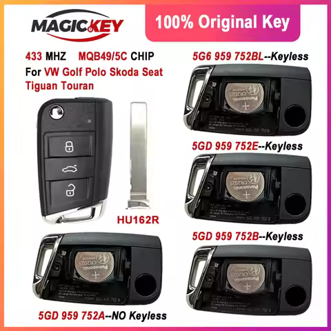 For VW T-CROSS Polo Tiguan Touran Skoda Original Flip Remote Key MQB49 5C Chip 434Mhz 2G6959752 D 5G