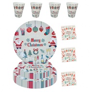 10Pcs New Christmas Eve Party Tableware Set Santa Claus Themed 7/9 Inch Plates 9 Oz Cups And Napkins