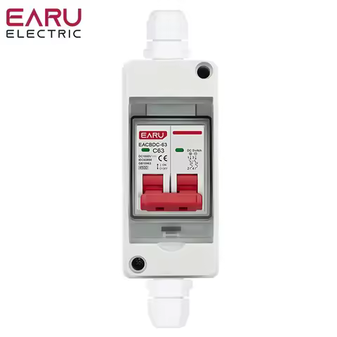 2P DC 1000V 6A-63A MCB 2 Way HT-2 1 In 1 Out Solar Photovoltaic PV Combiner Box Circuit Breaker Wate