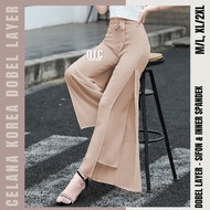 Celana Panjang Sifon Gaya Korea Clydde / Stice Pants Celana Kulot Variasi Pita - NIC Fashion