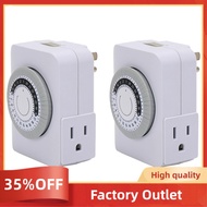 US Plug, 2Pcs 24-Hour Outlet Timer with 2 Grounded Outlets Timer Plug for Electrical Outlets,30-Minu