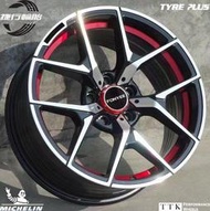 【台灣輪胎王】A&amp;G新款 賓士Mercedes-Benz AMG 17吋 5X112 8J 黑色車面+挖槽紅面