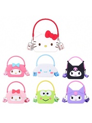 1 pieza de bolsa de mensajero con personajes de caricatura genuinos de Sanrio Kuromi Hello Kitty Cinnamoroll Melody Kerokero Keroppi, bolsa de juguete de anime de gato Kitty para accesorios de decoración (algunas partes pueden ser aleatorias)