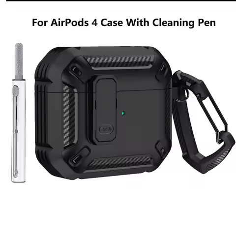 Armor Case For AirPods 4 4th ANC Gen Cases Secure Lock Cover With Cleaning Pen Shockproof Headphone