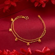 Double Layer 916 Gold Plated Bell Flower Bracelet Women Accessories Gift