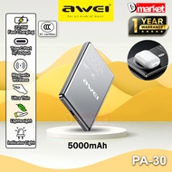 【3C Certified】Awei PA-30 5000mAh Powerbank 20W Fast Charging Power Bank Magnetic Wireless Pawer Bank