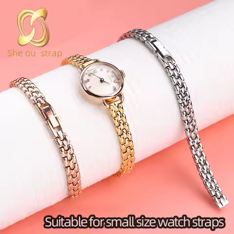 Stainless Steel Watch Strap For Rosemont Steel Women Watchband 6MM 8MM 10MM Straight Joint Silver Ro