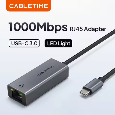 CABLETIME USB C LAN Adapter to Ethernet 1000Mbps Network for PC Dell Lenovo RJ45 Adapter USB C Netwo