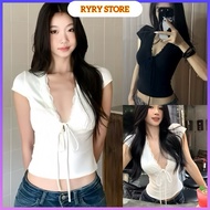 Women's Bodycon Turtleneck Lace-up Blouse, Sexy Personality Y2K Silk T-Shirt Y2K Clothes