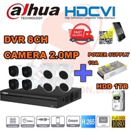 [READY STOCK ] DAHUA 2.0MP 1080P 8-CHANNEL CCTV PACKAGE SET DV (DVR + CAMERA x 8 + POWER SUPPLY 10A 