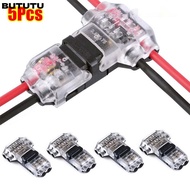 BUTUTU 1/5Pcs Pluggable Wire Connector, 2 Pin T Type Electrical Cable Crimp, Durable Quick Splice Lo