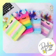 STOCK CLEARANCE [DK] 3D Rainbow Unicorn plush fluffly notebook A5 cute Korean stationery buku nota