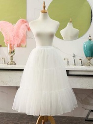 1入款多功能白色網紗裙襬，蘿莉塔鬆軟公主風裙子，適用於cosplay，女性時尚配件