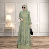 Gamis Wanita Terbaru 2023 HAYYA DRESS CERUTY MIX BRUKAT Gamis Wanita Jumbo Dress Kondangan Kekinian