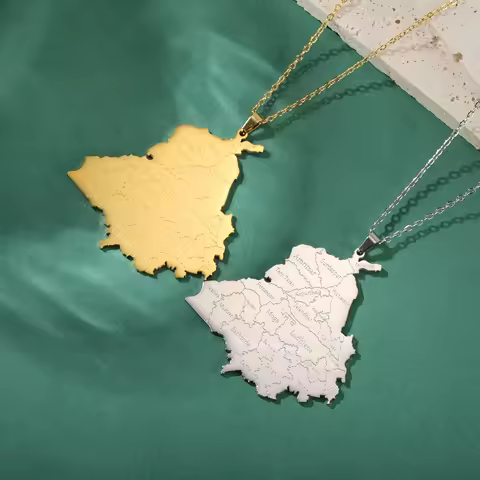 Punjab Map Pendant Stainless Steel Necklace for Men And Women Fashion National Map Travel Souvenir G
