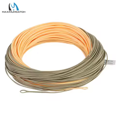 Maximumcatch Single handed Spey Fly Fihsing Line WF3F-8F 90ft With 2 welded loops peach/camo Fly Lin
