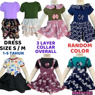 DRESS BUDAK PEREMPUAN SIZE S-M, 1-5 TAHUN, 100% COTTON, GIRLS DRESS, DREES 3 LAYER, DRESS COLLAR, BA