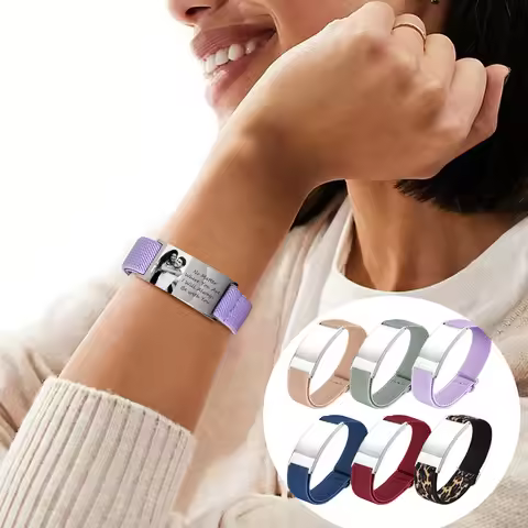 Custom Photo Elastic Bracelet for Women Men,Waterproof Military Chain Bracelet Adjustable, Personali