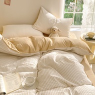 Striped Quilt Set Plaid Cover Four Seasons Bed Bag 4-Piece Taiwan Standard Contrast Color Skin-Frien