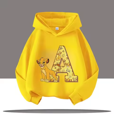 Disney Alphabet A-Z Lion King Children's hoodie Casual Cartoon Pattern Autumn/Winter Hoodie New 2025