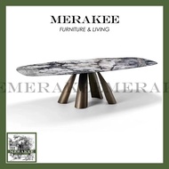 MERAKEE Customized Marble Like Sintered Stone Dining Table Stainless Steel Leg Dining Room Furniture Bronze/Black/Gold L