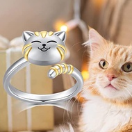 New Stress Relief Open Ring Cute Cat Rotating Ring Animal Cat Pop Ring Jewelry