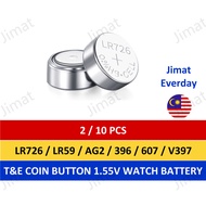 T&E LR726 AG2 396 LR59 SR726SW SR59 376 196 1164SO G2 1.55V miniature watch battery batteri jam bate