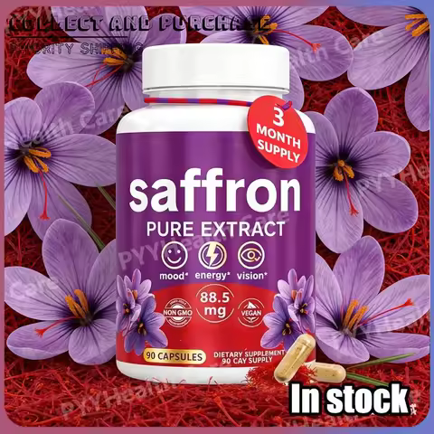 Saffron Supplements for Mood & Focus 88.5mg Plant-Based Formula Saffron Extract 90 Capsules Daily We