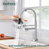 BAOKEMO Wall Mounted Kitchen Sink Single cold Faucet Pull out single handle kitchen faucet with spra