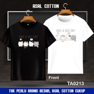 100% Premium Cotton Baju T Shirt Lelaki Oversize Plus Size Style Viral TA0213-Cute cat friends