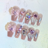 Wearing Nails Finished Manicure Nails Boxed Fake Nails Shining Gems Bridal Manicure Patch U3226.4.20