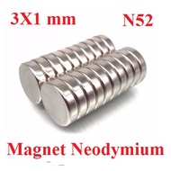 Neodymium magnet White round coin 3x1mm 3x1 mm 3 x 1 neodymium N52