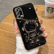 Soft Case Oppo Reno 5 Casing Silikon Dudukan Lipat Astronot Plating Mewah