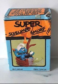 香港懷舊玩具, 歐洲藍精靈 籃精靈公仔 膠公仔 沖涼  Smurf taking a bath