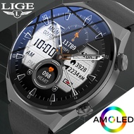 LIGE Business Men Smart Watch Sports AMOLED 454*454 Screen NFC Access Control Smartwatch Bluetooth Call Clock Waterproof