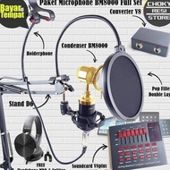 Terlaris Paket Microphone BM8000 Full Set Soundcard V8plus