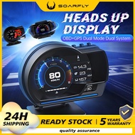 SOARFLY OBD Meter Gauge Meter P6 OBD Meter Car GPS Alarm Speed Gauge display Hud Water temp RPM Turb
