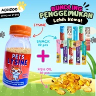 Paket Penggemukan Kucing Sehat dan Bulu Lebat Lysine + Fish Oil + Snack Creamy Aeizoo