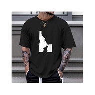 Idaho State Wolf & Map T-Shirt - Heavyweight 180gsm Unisex Tee with Gray Wolf Print & Idaho Outline,