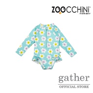 Zoocchini UPF50 Girls Ruffled Rashguard Swimsuit- Daisies UPF50 Swimsuit for Kid