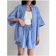 KEMEJA Ami Collection - Set 2IN1 Oni Oversize Shirt+Shorts/Contemporary Set/One Set/Two Pieace Set