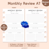 Planner Book Refill Paper Binder Monthly Review Simple Minimalist A7