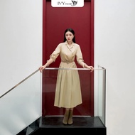 Khaki Sandy Chic flared dress, IVY moda MS 47B0282 women's street office dress