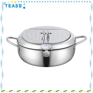 TEASG Deep Fryer Pot, Japanese with Lid Tempura Fryer Pan, Thickened Stainless Steel Thermometer Oil