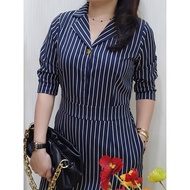 JESS Dress Blazer Navy StripedWanita 7 Sleeves/8 Semi Bodycon Office Dress LD 102–108