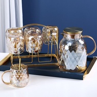 READY STOCK Diamond Texture Glass Teapot Set Hot Cold Water Jug Transparent  Home Water Heat-Resista