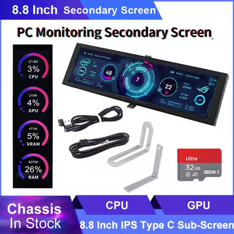 8.8 Inch IPS Secondary Screen Type C Display Case CPU GPU RAM Computer Monitor USB IPS Dislay Turing