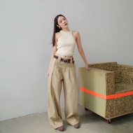 AMUSE BKK - Krippy Pants กางเกงขายาวดีเทลจีบหน้าเพิ่มเลเยอร์ ผ้าพรีเมี่ยมอยู่ทรงสวย