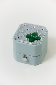 皮革戒指盒 - 八角鋯石 - 手工訂製復古風格求婚戒盒