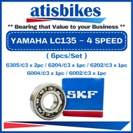 SKF YAMAHA LC135 4S ( 6pcs/Set-C3 )100% ORIGINAL Motorcycle Engine Bearings 6002/C3 6004/C3 6202/C3 